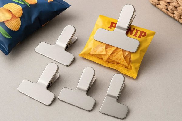Professional Magnetic Stainless Steel Bag Clips Heavy Duty Food Sealing Clamps For Chip Bags Snack Pouches Kitchen Organization