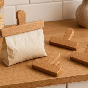 29 Elegant Wooden Food Bag Sealing Clips Natural Beechwood Magnetic Clamps For Aesthetic Kitchen Pantry Counter Storage Decor