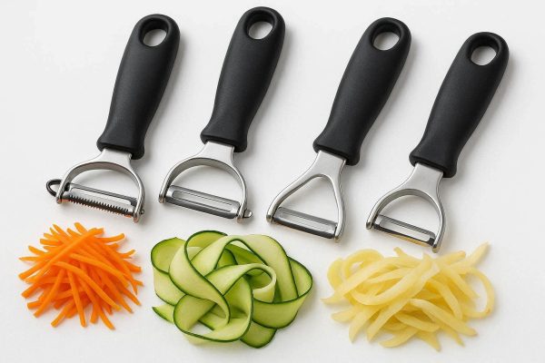 Premium Trio Vegetable Peeler Set Julienne Swivel Straight Blades Versatile Kitchen Tool For Healthy Low Carb Meal Prep